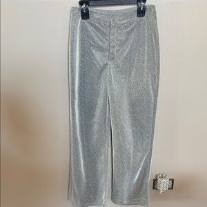Shimmering Silver gold high rise evening glam pants SHORTS LINING  wide leg 8